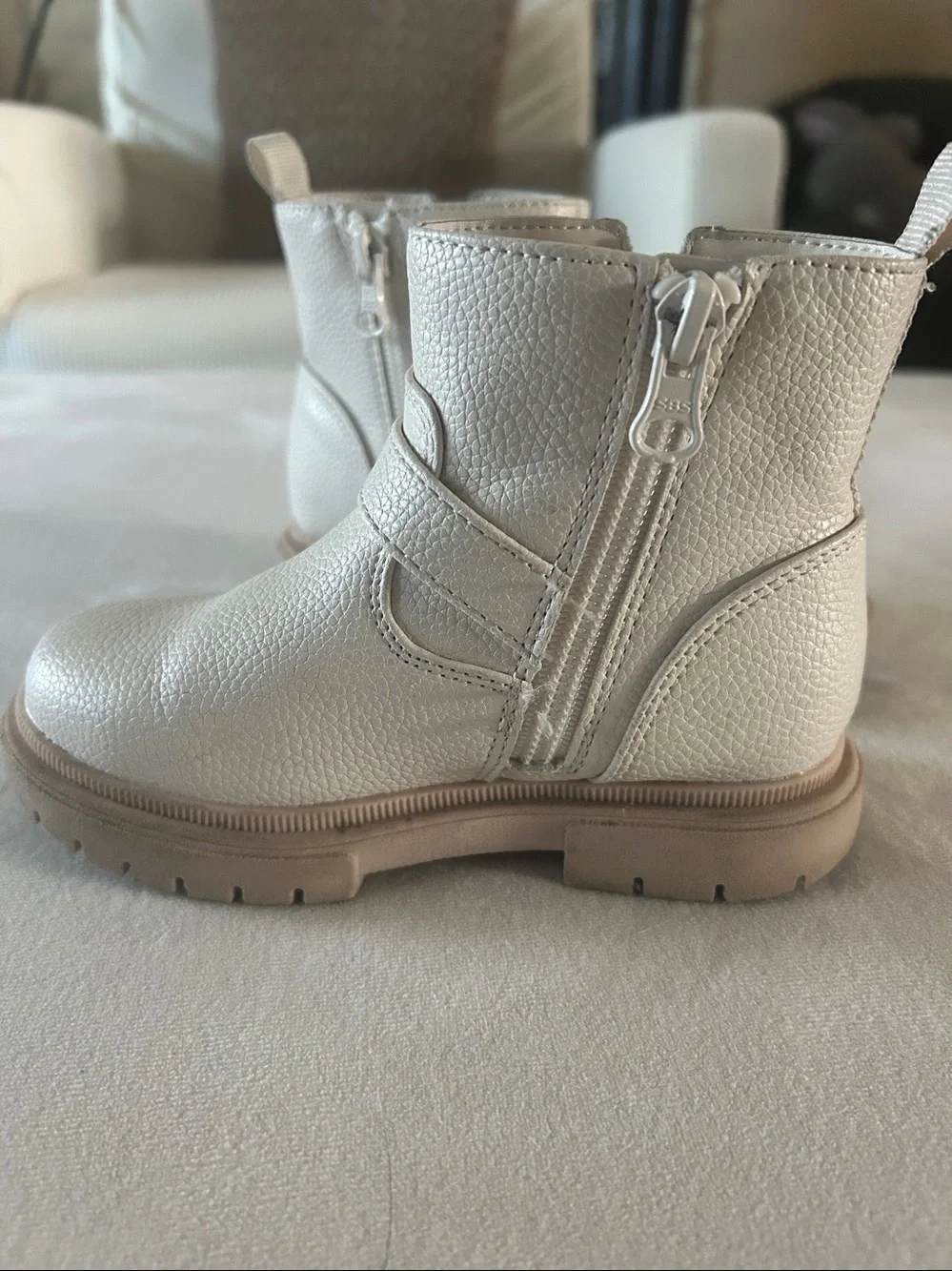 Target Kids Cream Ankle Buckle Boots